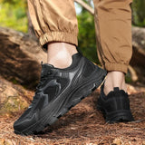 WIAOFELLAS  -  Large Size Mesh Surface Breathable Solid Color Outdoor Series Grip Wear-resistant Men's Lace-up Soft Sole Casual Hiking Shoes