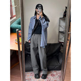 WIAOFELLAS  -  Black Gray Suit Pants Men Oversized Social Mens Dress Pants Korean Loose Wide Leg Pants Mens Office Formal Trousers M-3XL
