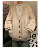 WIAOFELLAS  -  Autumn Winter New V-neck Cardigan Men's Loose Casual Knitted Sweater Trendy Daliy Simple All-match High Street Soft Coats