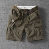WIAOFELLAS  -  Summer Fashion Retro Workwear Cotton Shorts For Men Heavy Water Wash Multi Pocket Pants Loose Straight Leg Trendy Man Short