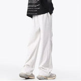 WIAOFELLAS  -  New Men's Pleated Straight Wide-leg Sweatpants Hip Hop Solid Color Baggy Pants Korean Fashion Y2K Streetwear Gray Trousers