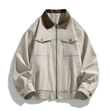 WIAOFELLAS  -  High Quality 100% Cotton Casual Jackets Men Patchwork Turn Down Collar Spring Autumn Loose Outwear Business Coat Male Jacket