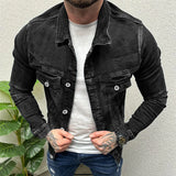 WIAOFELLAS  -  Autumn Trendy Mens Denim Jacket Coats Slim Fit Long Sleeve Button-up Vintage Jean Jackets Men Streetwear Fashion Denim Coat