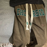 WIAOFELLAS  -  Retro Corduroy Casual Pants Men Spring Straight Loose Wide-leg Trousers Embroidery Drawstring High Street Long Pants