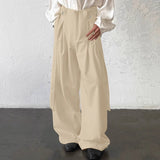 Wiaofellas  -  Men Pants Solid Color Button Joggers High Waist Casual Trousers Men Streetwear Loose Fashion Male Wide Leg Pants S-5XL
