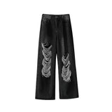 WIAOFELLAS  -  Ripped Large Hole Patch Jeans Spring High Street Hip-hop Retro Old Pants Men Korean Fashion Streetwear Casual Loose Thigh Jeans