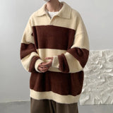 WIAOFELLAS  -  Men's Lapel Knit Pullover Knitted Sweater Large Size Spring Autumn Winter Warm Tops Youth Casual Polo Collar Pullover B221