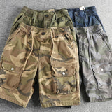 WIAOFELLAS  -  Heavy wash to do old camouflage cargo casual shorts men's American retro trend summer new loose straight pants