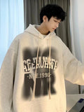 WIAOFELLAS  -  New Goth Letter Print Hooded Sweatshirts For Men Vintage Cotton Fleece Hoodies Hip Hop Fashion Y2K Streetwear Hoody Clothes