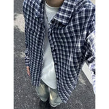 WIAOFELLAS  -  Autumn Long Sleeved Shirt Men Retro Plaid Shirt Men Streetwear Korean Loose Casual Shirt Mens Fashion Shirts Large Size 5XL