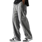 Wiaofellas  -  Spring Autumn Winter Men's Casual Pants Striped Corduroy Loose Fashion Cargo Straight Pants Fitness Sports Hip Hop Pants