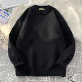 Wiaofellas  -  Harajuku Knitted Sweater New Winter Men Oversized Sweater Korean WomenThick O-Neck Wool Knitted Streetwear Pullover Unisex