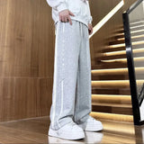 WIAOFELLAS  -  Mens Pants Printed Ribbon Pockets Pants Autumn Casual Streetwear Sports Baggy Joggers Wide Leg Pants Men's Clothing Unisex