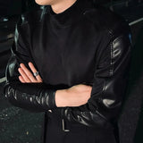 WIAOFELLAS  -  Luxury Black Base Layer T-Shirt Men's Versatile High Collar Slim Fit Long Sleeve Top