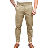 WIAOFELLAS  -  Mens Slim Fit Button Stretch Tight Tapered Fashion Skinny Pants 2025 Summer New Trend Business Casual Trousers Mens Clothing