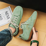 WIAOFELLAS  -  Fashion Niche Casual German Training Shoes Double Lace-up Flat Maillard College Style Flat Color Men's Shoes Four Seasons