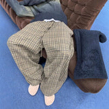 WIAOFELLAS  -  cleanfit plaid pants men's spring and autumn style lazy and relaxed outfit American tall wide-leg extended trousers