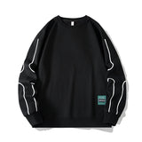 Wiaofellas  -  Crewneck Sweatshirt Men Patchwork Oversized Japanese Streetwear Hip Hop Black Hoodie Men Sweatshirts Hoodies