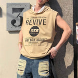WIAOFELLAS  -  Summer New Men's Hooded Sleeveless T-shirt American Retro Fashion Trend Street Casual Loose Breathable Niche Men's Tops