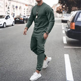 WIAOFELLAS  -  Long Sve Two-Piece Suit for Men Casual Sportswear Spring Season Outerwear Long Pants No Brand Registered Trademark