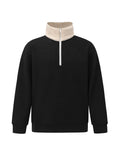 WIAOFELLAS  -  Korean Style Niche Design Men's Sweatshirts Half Zipper Solid Color Loose Male Fleece Warm Hoodies Winter