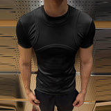 WIAOFELLAS  -  Men T Shirt Solid Color O-neck Short Sleeve Knitted Male Tee Tops Streetwear Summer Fashion Casual Cozy Men Clothing