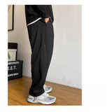 WIAOFELLAS  -  Spring Autumn Men's Clothing Solid Color Elastic High Waisted Pockets Zipper Casual and Fashionable Cargo Drawstring Pants
