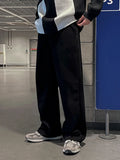 WIAOFELLAS  -  Autumn Men's Velvet Sweatpants Loose Elastic Waist Solid Color Straight Bottom Wide Leg Casual Male Trousers Simple