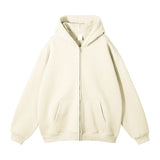 Wiaofellas  -  New Men's Hoodies Sweatshirts Zipper Hoodie Solid Color Hip Hop Mens Hooded Jacket Loose Track Hoodie Jacket Coat Streetwear
