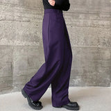 WIAOFELLAS  -  Men Pants Solid Color Button Joggers Loose Pleated Wide Leg Trousers Men Streetwear Fashion Casual Long Pants S-5XL