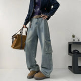 WIAOFELLAS  -  Black Baggy Jeans Men Fashion Retro Pocket Jeans Men Trousers Streetwear Hip-hop Loose Wide Leg Jeans Mens Denim Cargo Pants