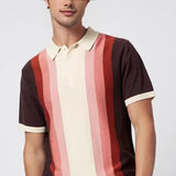 WIAOFELLAS  -  Spring Summer New Knit Polo Shirt Men Casual Turn-down Collar Button Fashion Splicing Color Tops Ice Silk Tees Shirts For Male