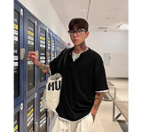 Wiaofellas  -  American Fake Two-piece Henry Neck Old Money Style Short-sleeved T-shirt Loose Niche Design Style Summer New Style
