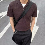 WIAOFELLAS  -  Summer New Men's Solid Color Short-Sleeved Polo Shirt American Retro Fashion Trend Street Loose Breathable Niche Men's Tops