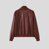 WIAOFELLAS  -  Men Jackets PU Leather Patchwork Stand Collar Long Sleeve Zipper Coats Men Streetwear Loose Punk Style Fashion Jackets