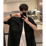 WIAOFELLAS  -  New Men's Casual Blouse Cotton Male Loose Shirt Loose Tops Short Sleeve Shirt Summer Casual Handsome Men's Shirts A99