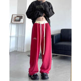 WIAOFELLAS  -  Autumn Winter New Fashion Elastic Waist Drawstring Pockets Solid American Style Men's Clothing Wide Leg Trousers All-match Pants