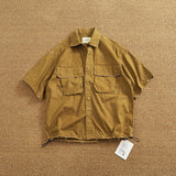 WIAOFELLAS  -  Summer high quality short sleeve overalls shirt men heavy washing old multi-pocket loose half sleeve