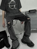 WIAOFELLAS  -  Jeans Men Side Zipper Hole American Retro Washed Denim Trousers All-match High Street Hip Hop Punk Style Full Length Autumn New