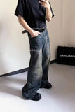 WIAOFELLAS  -  Jeans Men Autumn Washed Do Old Full Length American Retro Simple Advanced Punk Style All-match Streetwear Denim Trousers Daily