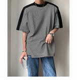 WIAOFELLAS  -  Hip Hop Loose Mens Streetwear Stripe T-shirts Casual Classic Style Summer Short Sleeves T Shirt Tees Plus Oversize E207