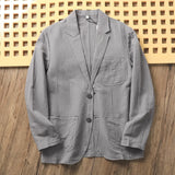 Wiaofellas  -  Japanese Sle Linen Bubble irt Men's Summer Lightweight Casual Suit Jaet Breathable Comfortable Spring Faion Trend