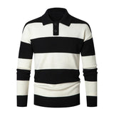 Wiaofellas  -  New Men's Slim Fit Striped Pullover Sweater Knitted Youth Fashion Casual Bottom Shirt