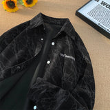 WIAOFELLAS  -  Trendy Corduroy Long-sleeved Shirt Men's Casual Shirt Embroidery Design Retro Shirt Spring Fashion Printed Buttons Cardigan