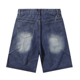 Wiaofellas  -   Washed Hip Hop Denim Shorts Solid Color Vintage Streetwear Jeans Shorts For Male