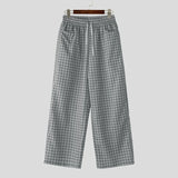 WIAOFELLAS  -  Men Plaid Pants Drawstring Joggers Loose Casual Straight Trousers Men Streetwear 2025 Fashion Male Long Pants S-5XL