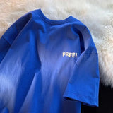 WIAOFELLAS  -  Men's Clothing Cotton T-Shirt Summer Short Sleeve Hong Kong Style Loose Fit Casual Trendy Solid Color Streetwear Top