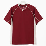 WIAOFELLAS  -  Retro 260g Contrasting Lines V-neck Short-sleeved T-shirt Men's Trendy Brand Loose Design T-shirt Top