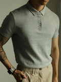 WIAOFELLAS  -  Fashionable Mens Slim Fit Polo Shirts Short Sleeve Button Turn-down Collar Polo Shirt Spring Summer Casual Men Solid Color Polos