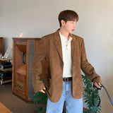 WIAOFELLAS  -  Fashion Summer Men's Solid Color Pockets Korean Style Blazer Coats Trendy Lapel Single-breasted Jackeys Male